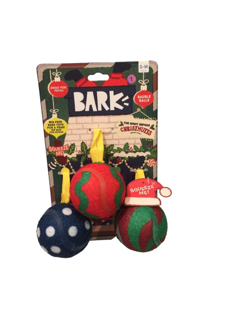 Bark The Night Before Chrismutts Squeaker Bauble Tennis Balls Set of 3